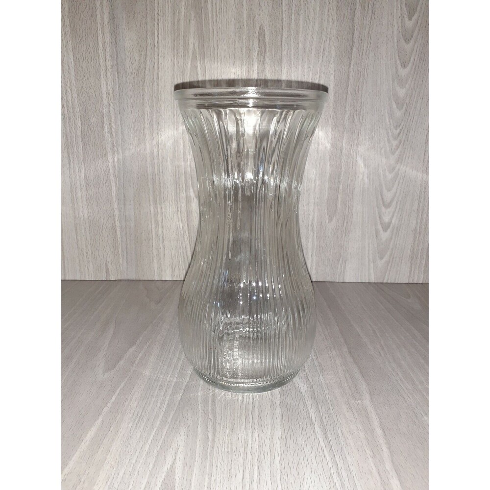 Vtg Hoosier Glass Ribbed Tall Vase 8.5 Inches Model  4086-A